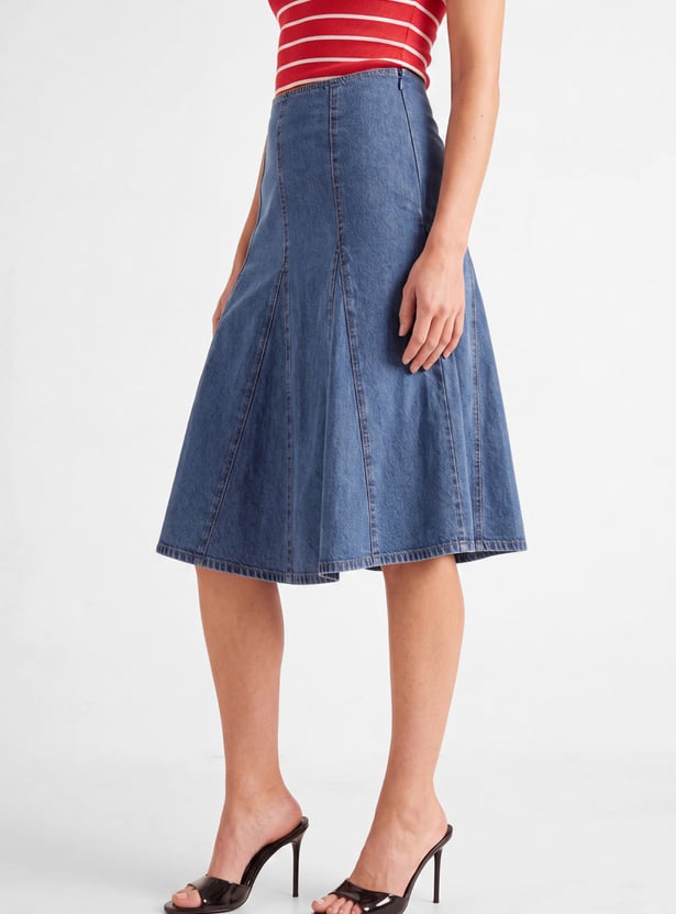 Women Solid Skater Skirt