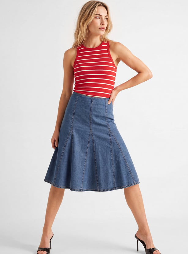 Women Solid Skater Skirt