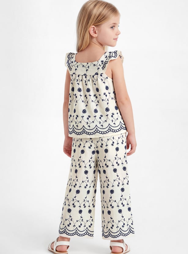 Girls Embroidered Trousers Set