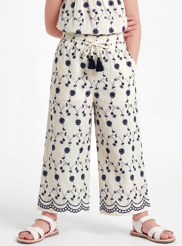 Girls Embroidered Trousers Set