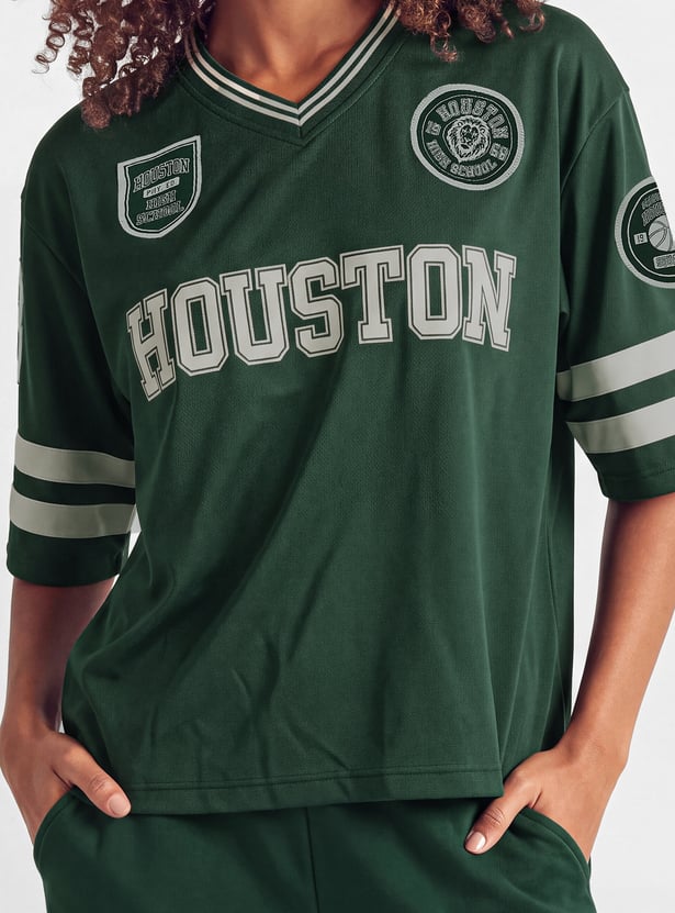 Women Houston Printed Sports T-shirt