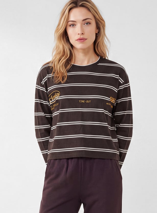 Women Striped Sports T-shirt