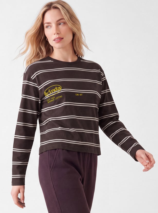 Women Striped Sports T-shirt