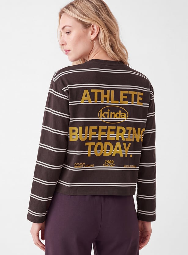 Women Striped Sports T-shirt