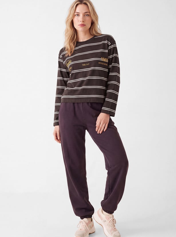 Women Striped Sports T-shirt