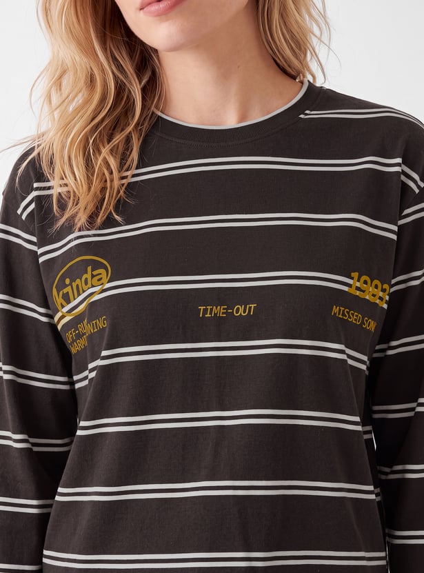 Women Striped Sports T-shirt