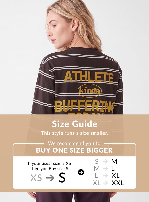 Women Striped Sports T-shirt