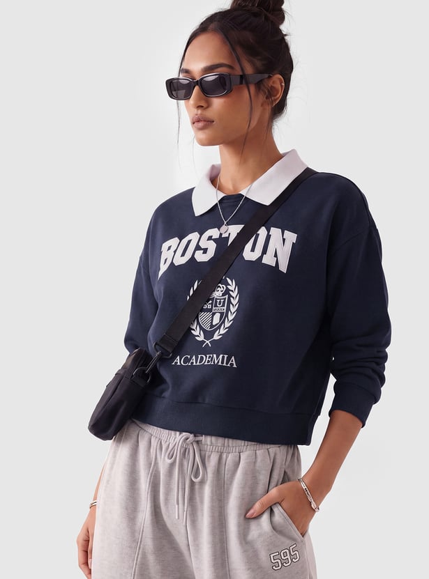 Women Printed Boxy Sweatshirt