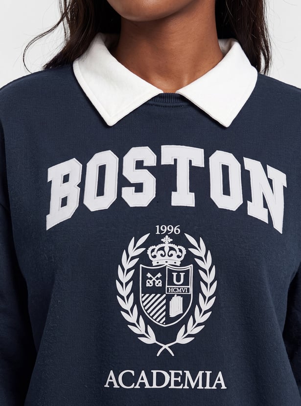 Women Printed Boxy Sweatshirt