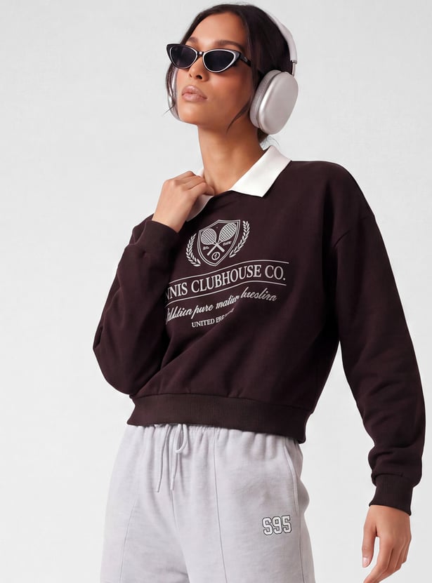 Women Printed Boxy Sweatshirt