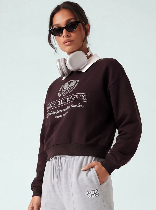Women Printed Boxy Sweatshirt