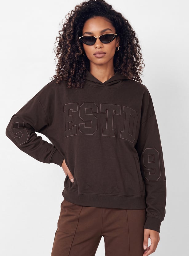 Women Athleisure Applique Hoodie