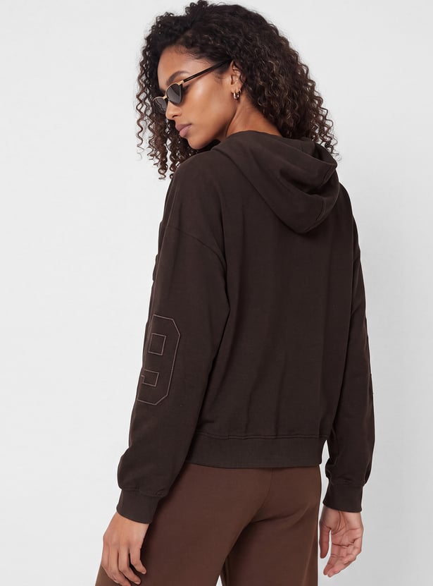 Women Athleisure Applique Hoodie