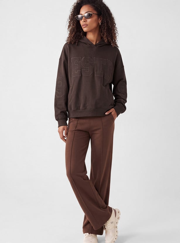 Women Athleisure Applique Hoodie