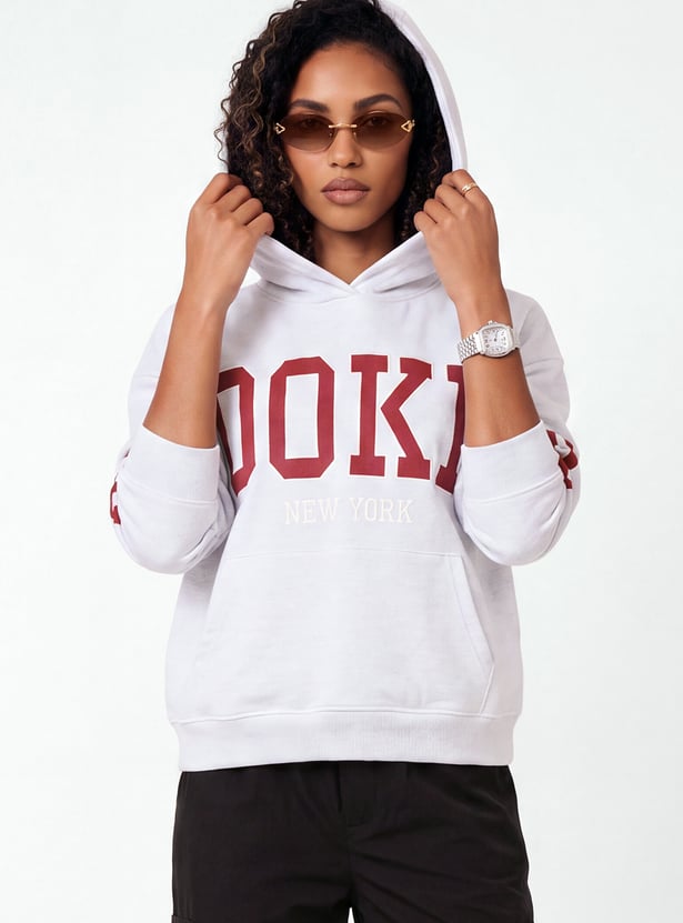 Women Athleisure Applique Hoodie