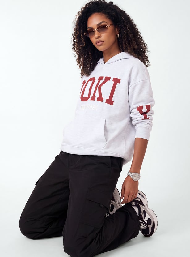Women Athleisure Applique Hoodie