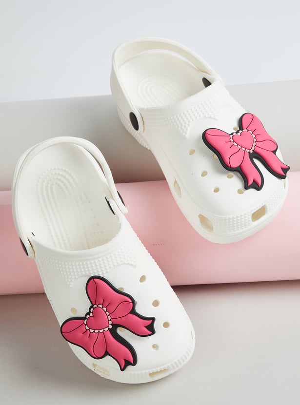 Girls Bow Design Clogs with Charms