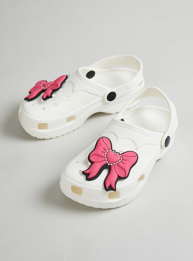 Girls Bow Design Clogs with Charms