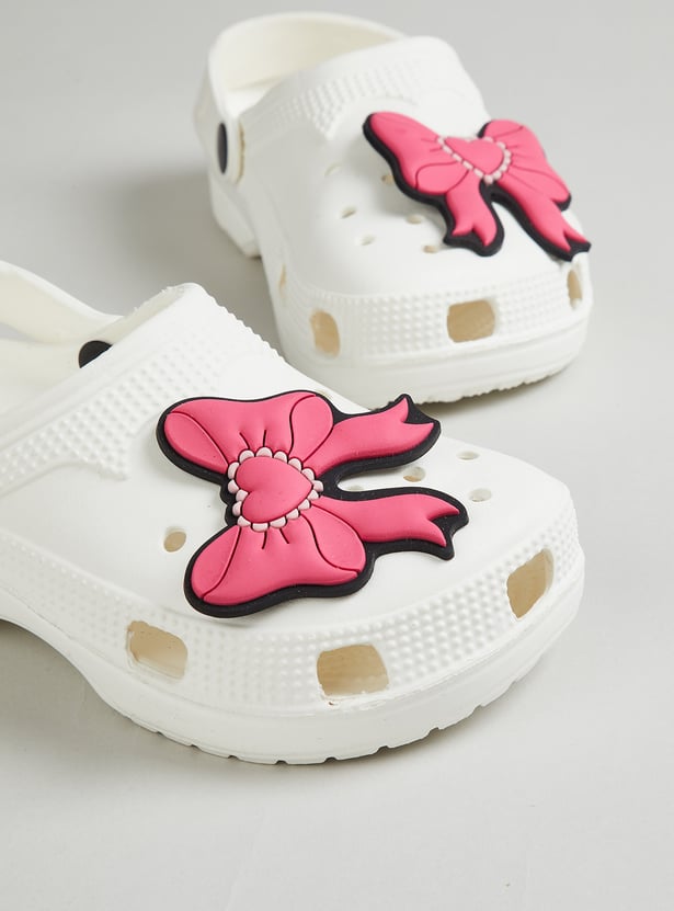 Girls Bow Design Clogs with Charms