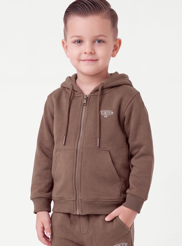 Boys Solid Zipper Hoodie