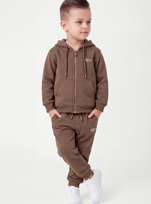 Boys Solid Zipper Hoodie