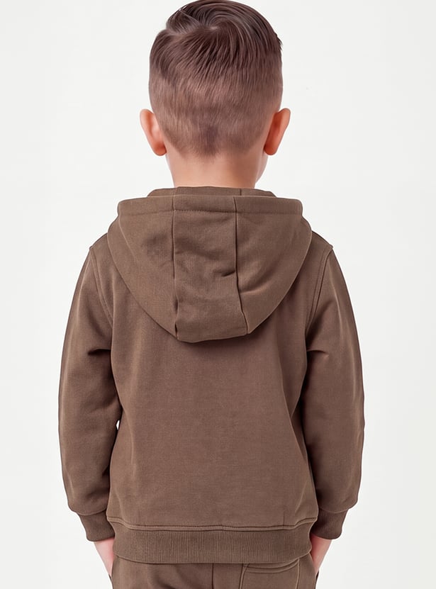 Boys Solid Zipper Hoodie