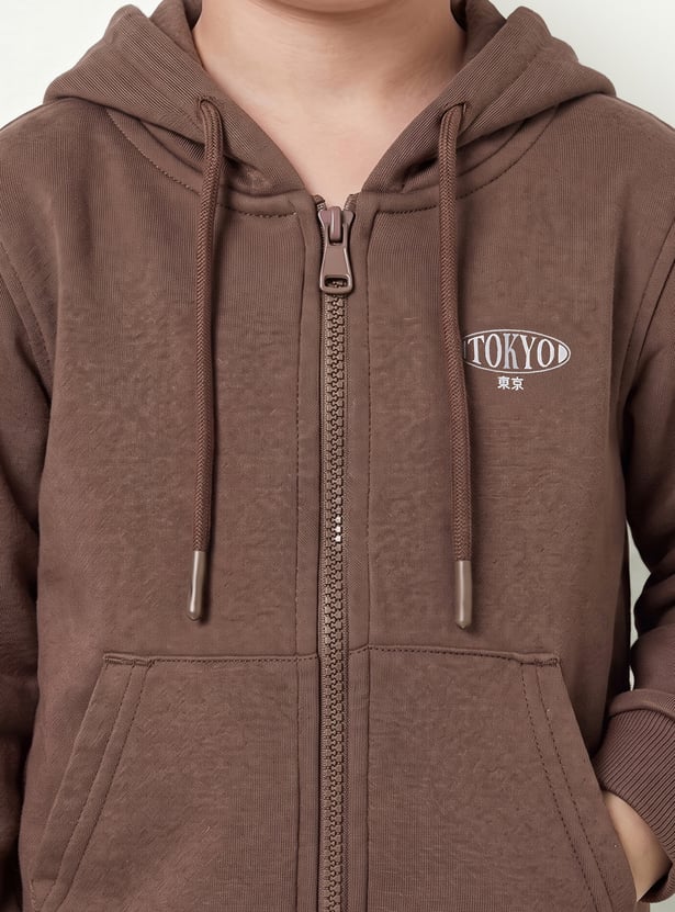 Boys Solid Zipper Hoodie