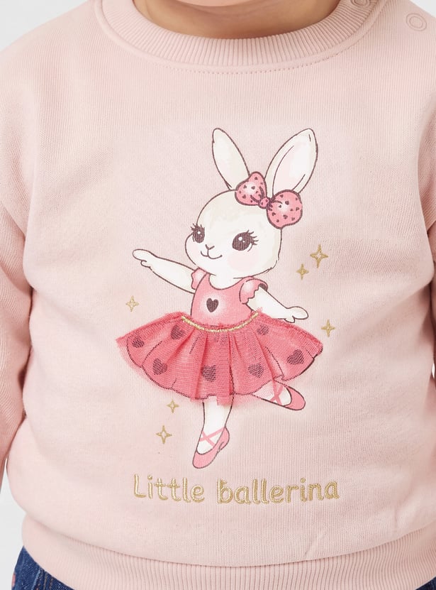 Girls Rabbit Printed Sweatshirt