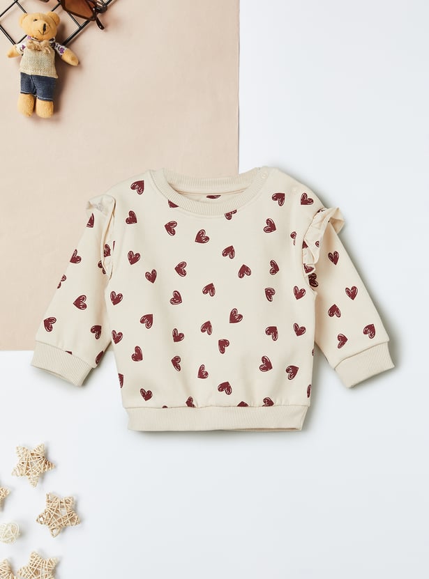Girls Heart Printed Sweatshirt