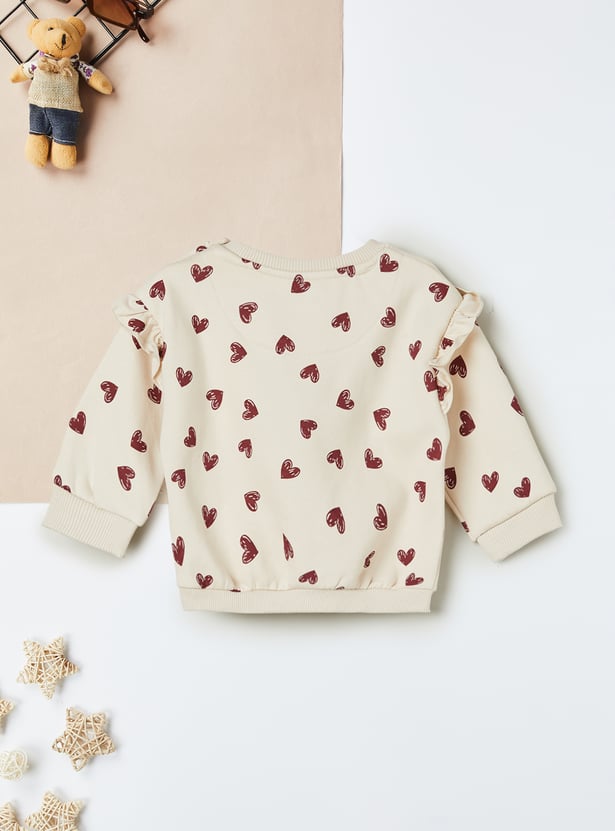 Girls Heart Printed Sweatshirt
