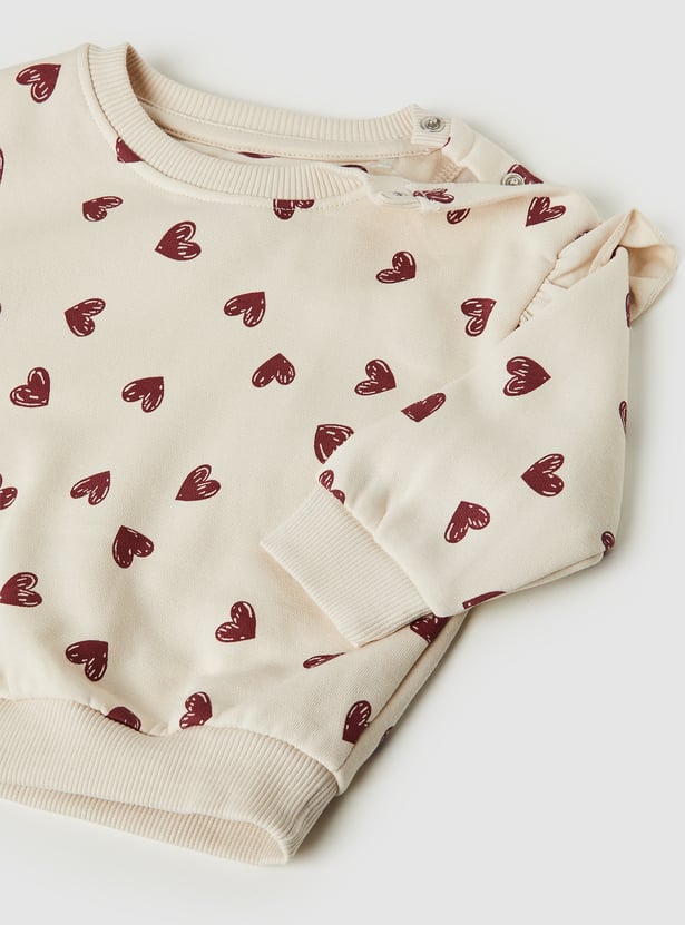 Girls Heart Printed Sweatshirt