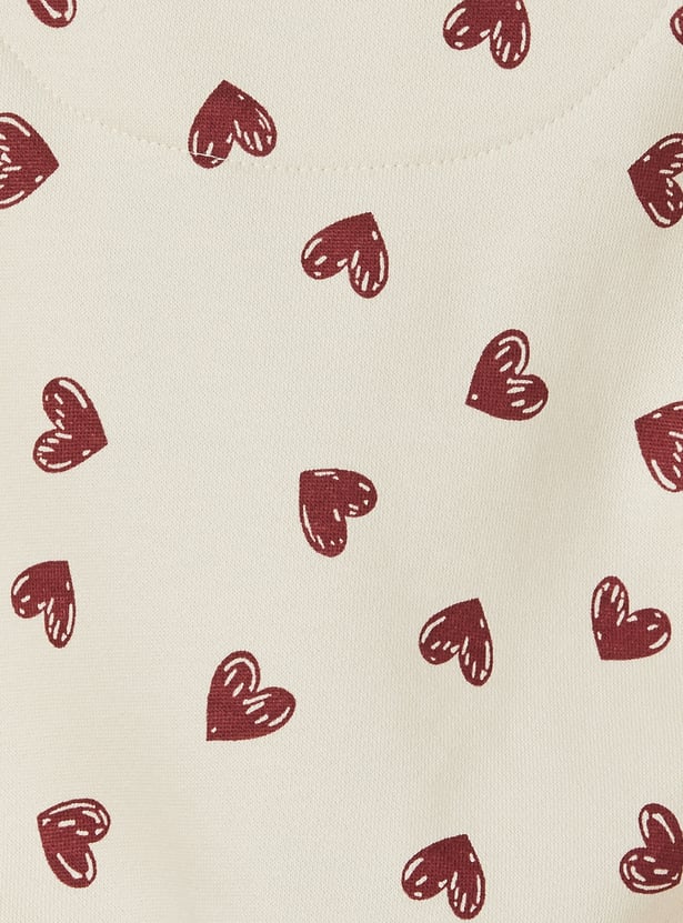 Girls Heart Printed Sweatshirt