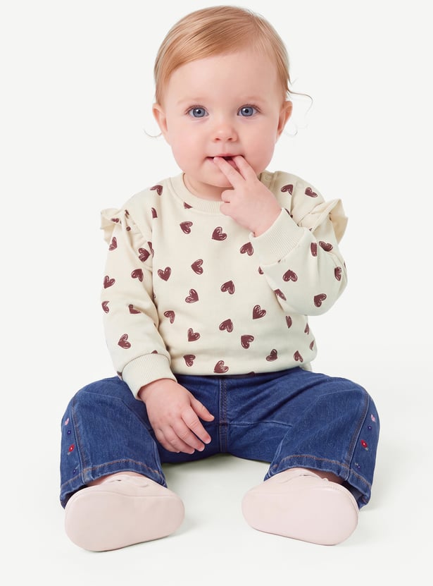 Girls Heart Printed Sweatshirt