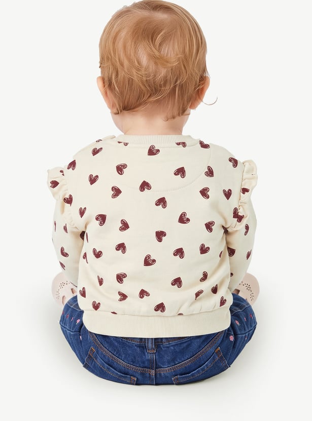 Girls Heart Printed Sweatshirt