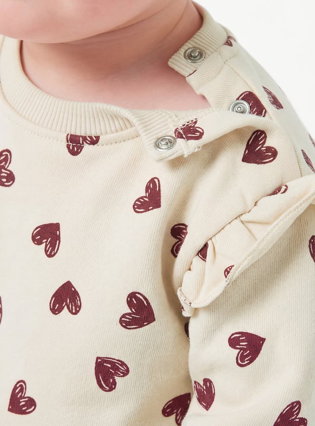 Girls Heart Printed Sweatshirt