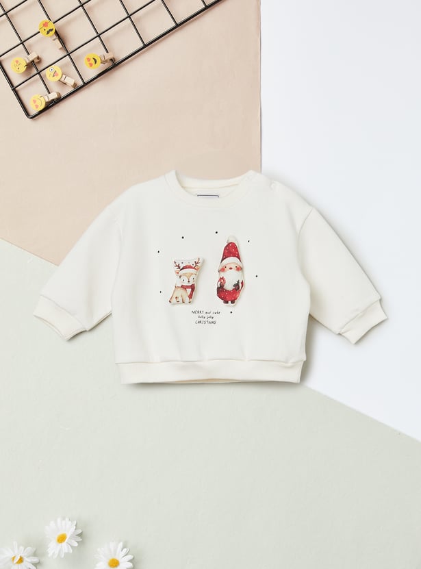 Girls Santa and Reindeer Sweatshirt