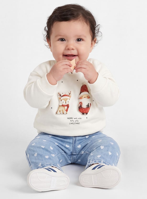 Girls Santa and Reindeer Sweatshirt