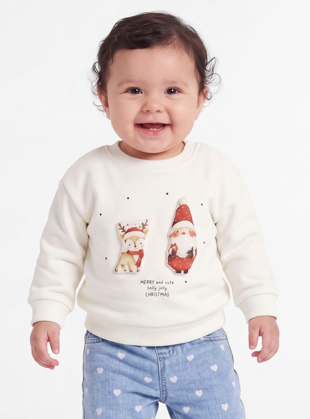 Girls Santa and Reindeer Sweatshirt