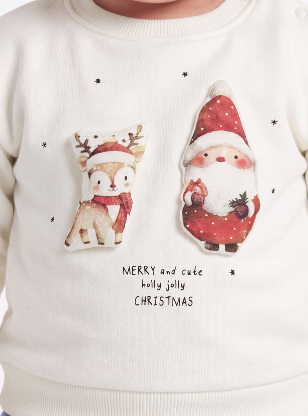 Girls Santa and Reindeer Sweatshirt