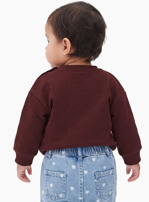 Girls Bear Applique Pullover Sweatshirt