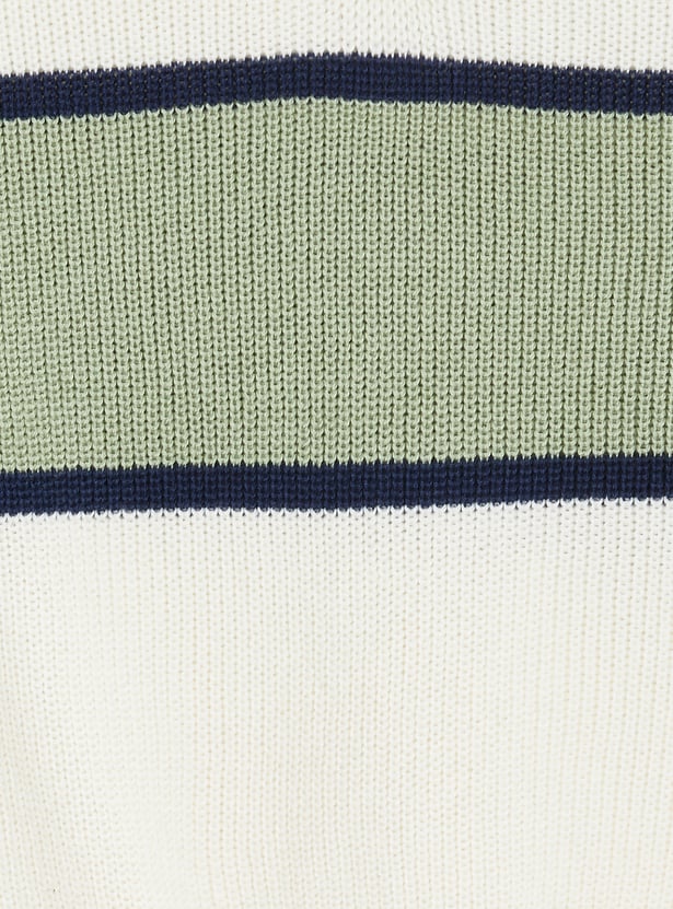 Boys Colourblock Mock Collar Sweater