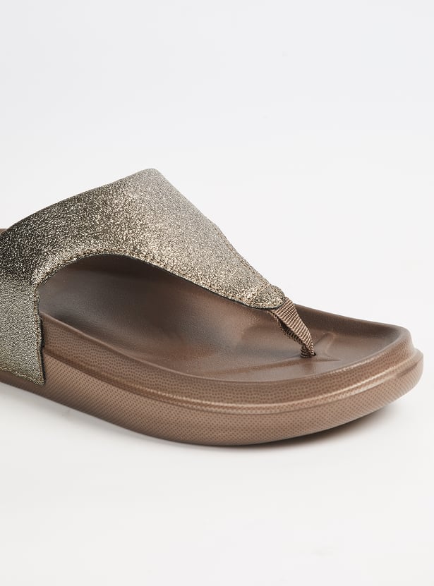 Women Textured T-strap Sandals