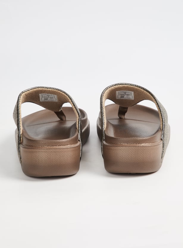 Women Textured T-strap Sandals