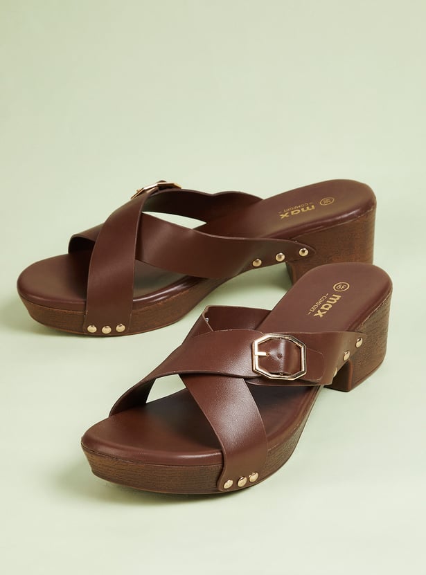 Women Solid Block Heel Sandals