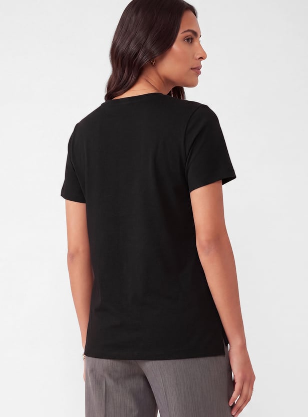 Women Butterfly Embellished T-shirt