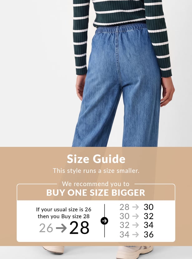 Men Solid Denim Joggers High Rise