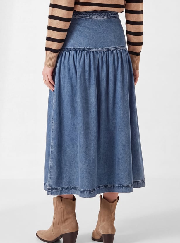Women Yoke Denim Skirt