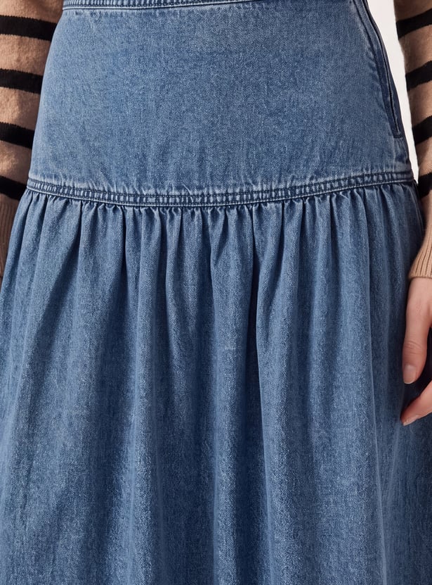 Women Yoke Denim Skirt