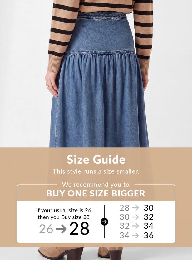 Women Yoke Denim Skirt