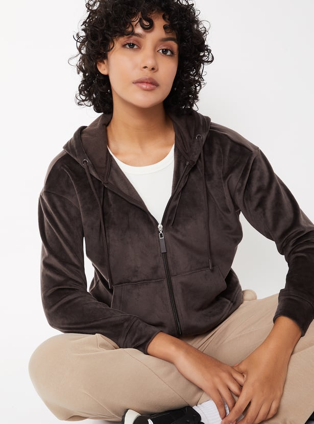 Women Solid Hooded Jacket